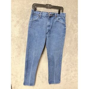 Wrangler 13MWZ Blue Denim Jeans Mens 35x34 Straight Leg Made in USA Cotton